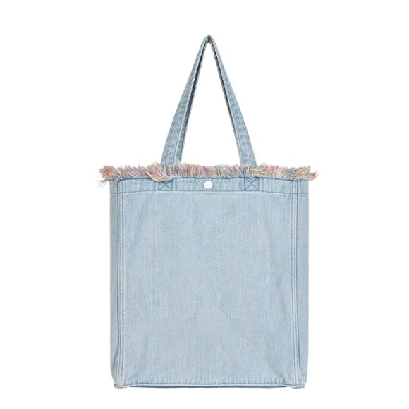 Brand New Clearance - Forest-Inspired Red Fringe Denim Tote Bag for Women - Picture 1 of 8
